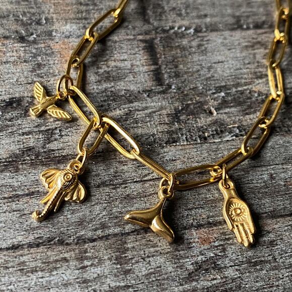 NEW Good Luck Gold Charm Layering Bracelet - Picture 12 of 13